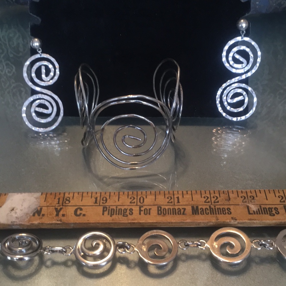 3-pc Greek/swirl style earrings,arm band and belt